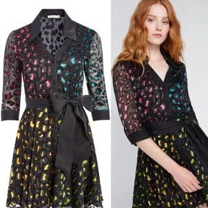 Alice + Olivia RAJA RAINBOW LEOPARD MINI Dress NWOT